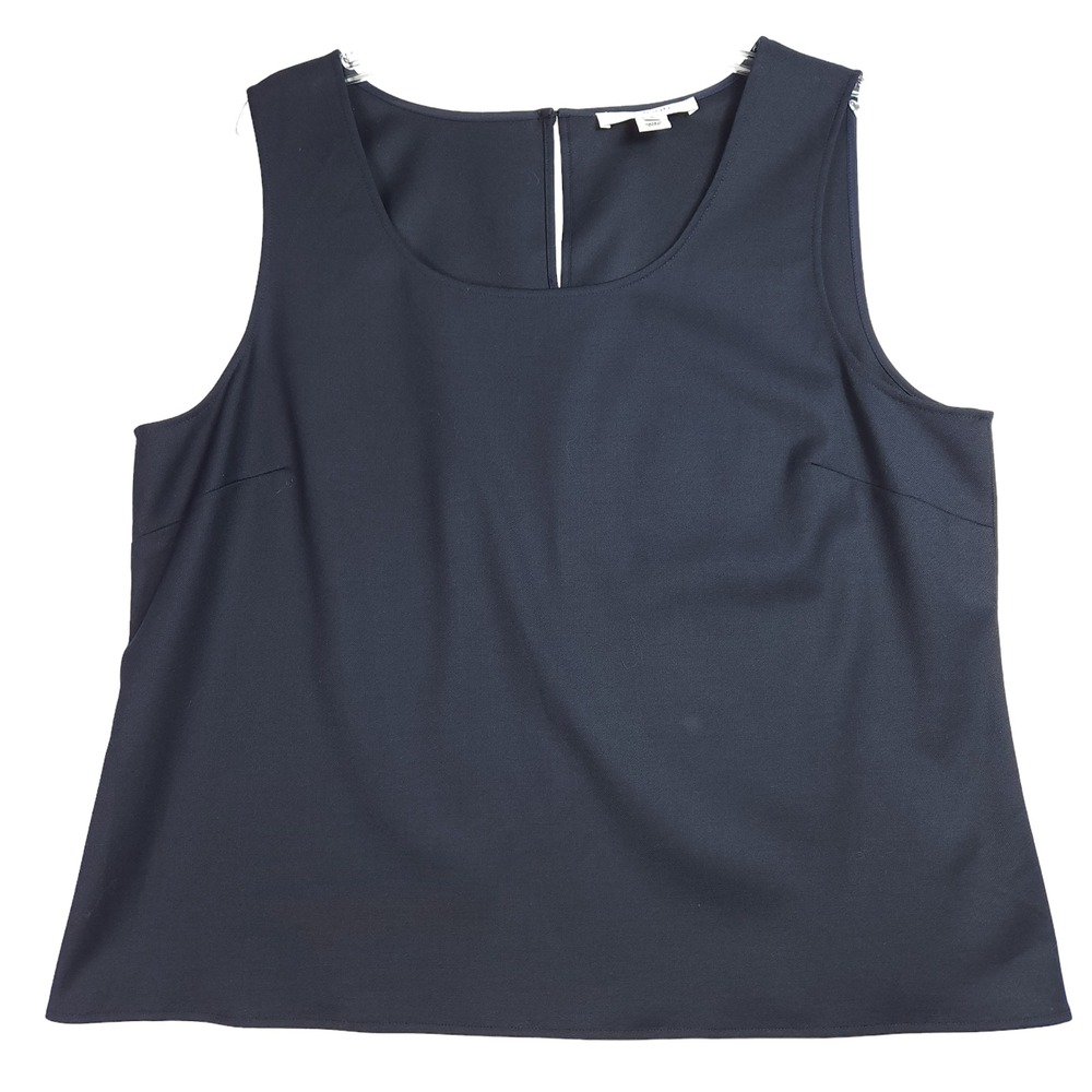 St. John Top Size L Black Sleeveless Zip Back Scoop Neck Stretch Career Office